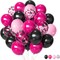 50pcs Balloons 12 Inch Hot Pink Black and Glitter Confetti Balloons